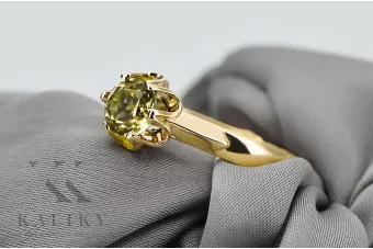 Peridoto amarillo Oro amarillo de 14 quilates Anillo Estilo vintage vrc122y